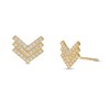 Thumbnail Image 1 of Cubic Zirconia Triple Row Chevron Stud Earrings in 10K Gold