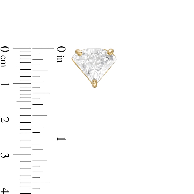 Main Image 2 of Diamond-Shaped Cubic Zirconia Solitaire Stud Earrings in 10K Gold