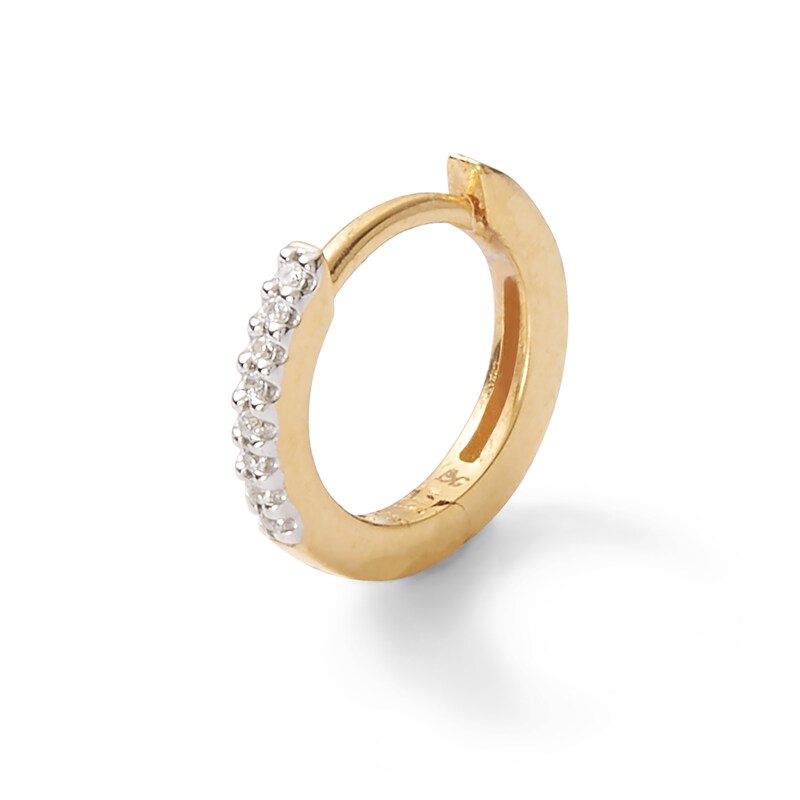 018 Gauge Diamond Accent Cartilage Hoop Earring in Solid 14K Gold