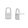 Thumbnail Image 0 of Cubic Zirconia Lock Stud Earrings in Sterling Silver