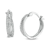 Thumbnail Image 1 of Cubic Zirconia Multi-Row Overlay Hoop Earrings in Solid Sterling Silver