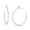 Thumbnail Image 1 of Cubic Zirconia Solitaire Open Hoop Earrings in Solid Sterling Silver