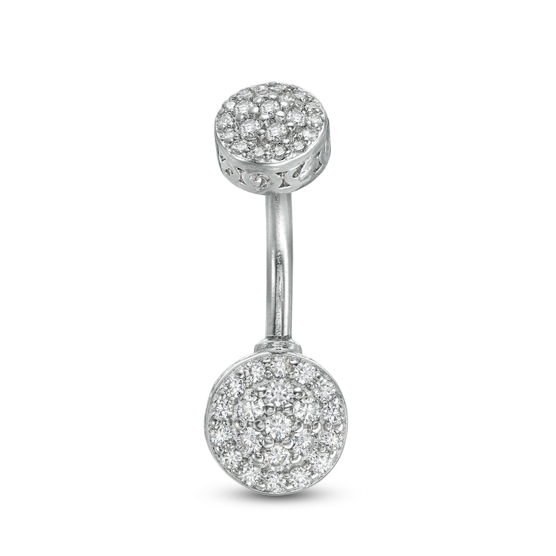 Main Image 1 of Solid Stainless Steel and Brass CZ Cluster Belly Button Ring - 14G