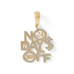 1/10 CT. T.W. Diamond &quot;NO DAY$ OFF&quot; Necklace Charm in 10K Gold