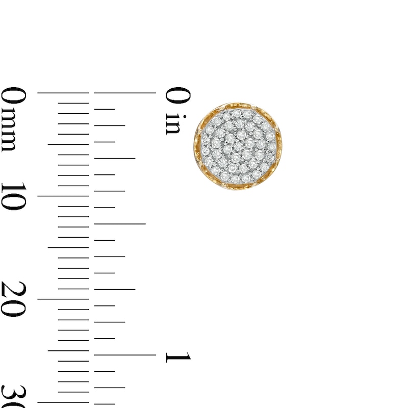 Main Image 4 of 1/4 CT. T.W. Composite Diamond Beaded Crown Two-Tone Stud Earrings in 10K Gold