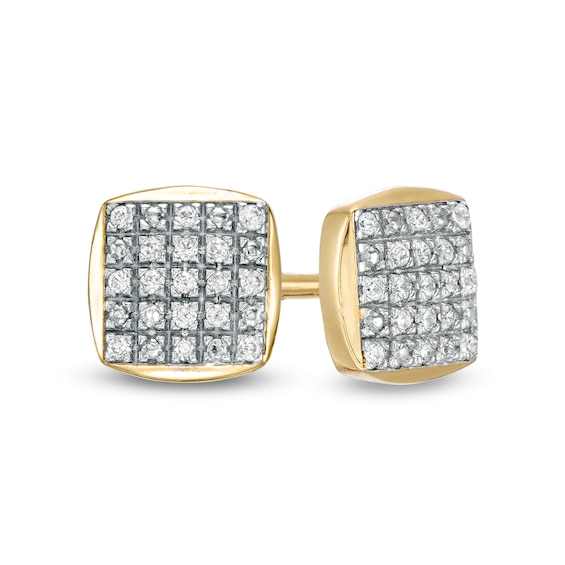 1/10 CT. T.W. Square Composite Diamond Cushion Petal Frame Stud Earrings in 10K Gold