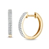 Thumbnail Image 0 of 1/6 CT. T.W. Diamond Double Row Huggie Hoop Earrings in 10K Gold