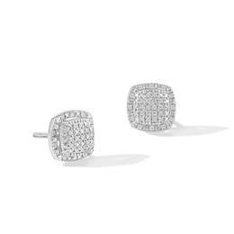 1/8 CT. T.W. Cushion Composite Diamond Frame Convex Stud Earrings in Sterling Silver