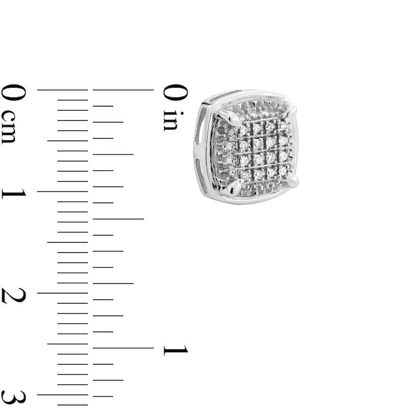 1/8 CT. T.W. Cushion Composite Diamond Frame Convex Stud Earrings in Sterling Silver