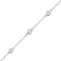 1/10 CT. T.W. Diamond Station Bracelet in Sterling Silver - 7.25&quot;