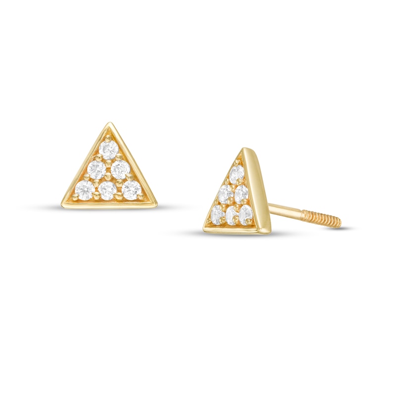 Child's Composite Cubic Zirconia Triangle Stud Earrings in 10K Gold ...