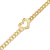 Thumbnail Image 1 of 10K Hollow Gold Textured Heart Outline Curb Chain Bracelet - 7.5&quot;