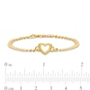 Thumbnail Image 2 of 10K Hollow Gold Textured Heart Outline Curb Chain Bracelet - 7.5&quot;