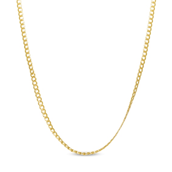060 Gauge Bevelled Edge Curb Chain Necklace in 14K Hollow Gold - 20"