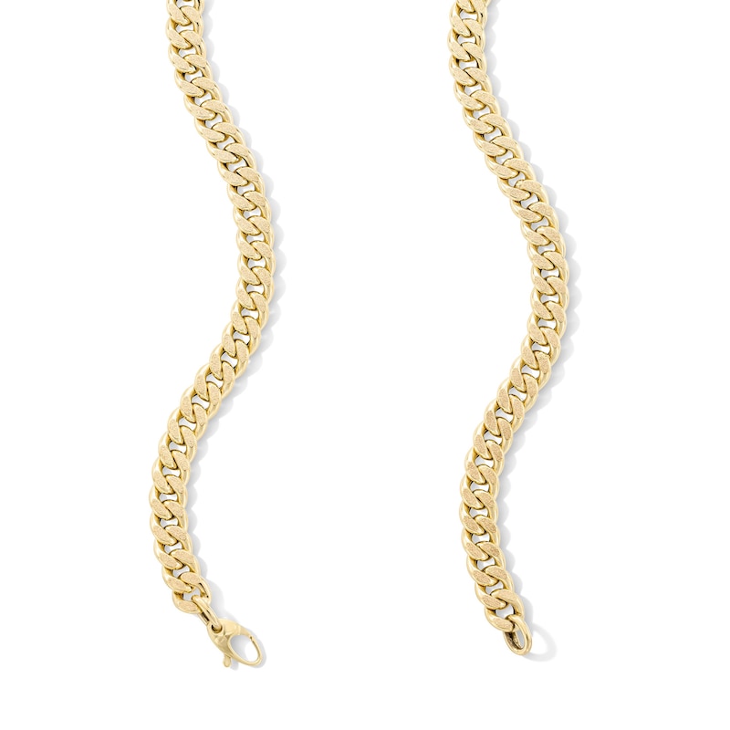 Main Image 4 of 10K Hollow Gold Reversible Curb Chain Made in Italy - 22&quot;