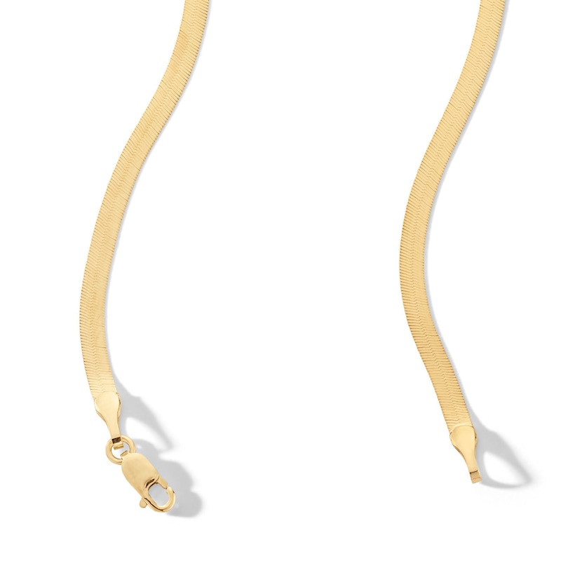 Main Image 2 of Made in Italy 027 Gauge Solid Herringbone Chain Necklace in 10K Gold - 20&quot;