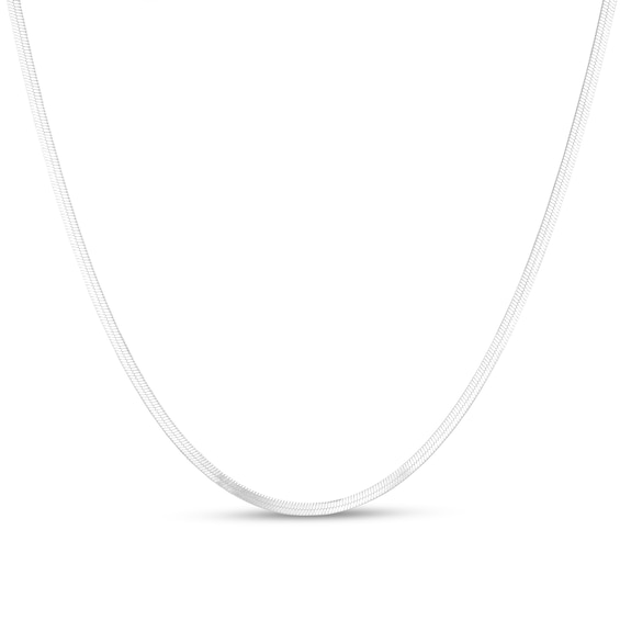 Made in Italy 030 Gauge Solid Herringbone Chain Necklace in Sterling Silver – 22"