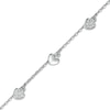 Thumbnail Image 1 of Cubic Zirconia Composite and Polished Heart Alternating Dangle Station Anklet in Sterling Silver - 10&quot;