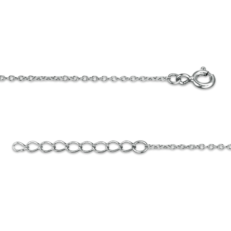 Main Image 2 of Cubic Zirconia Composite and Polished Heart Alternating Dangle Station Anklet in Sterling Silver - 10&quot;