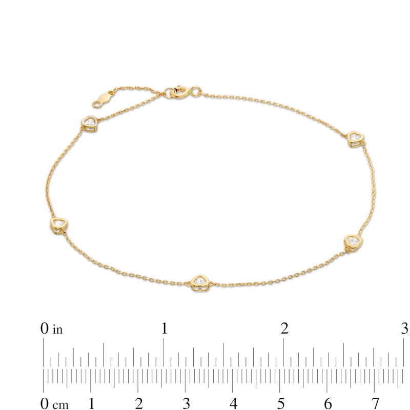 Main Image 2 of 10K Gold CZ Hearts Anklet