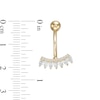 Thumbnail Image 1 of 014 Gauge Pear-Shaped and Round Cubic Zirconia Curved Bar Belly Button Ring in 10K Gold