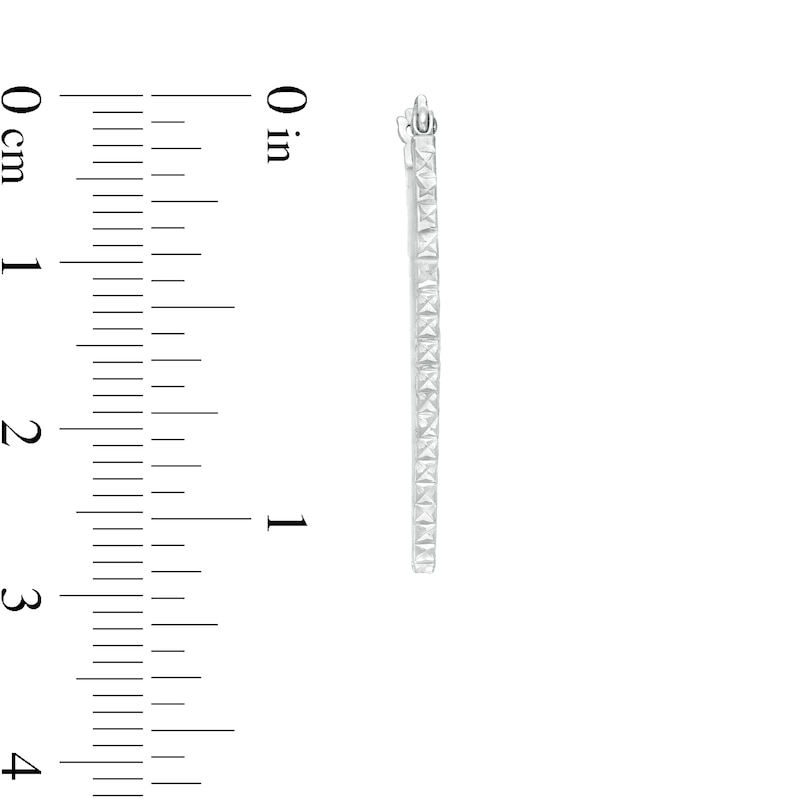 Main Image 2 of 30mm Diamond-Cut Squared Tube Geometric Hoop Earrings in Hollow Sterling Silver