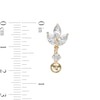 Thumbnail Image 1 of 014 Gauge Marquise and Round Cubic Zirconia Tri-Leaf Dangle Accent Top Down Belly Button Ring in 10K Gold