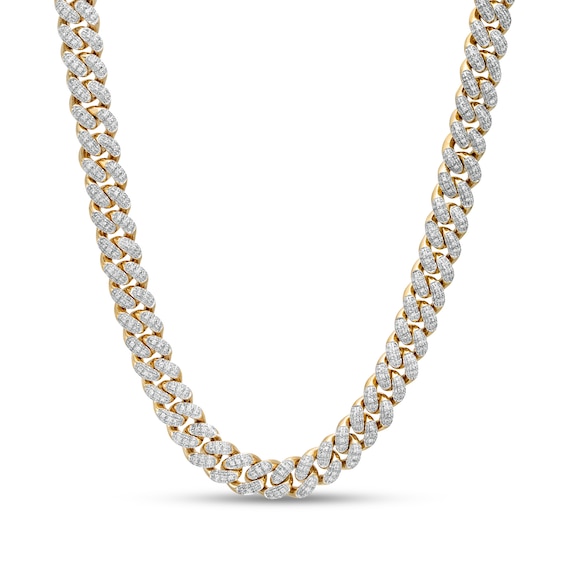 2-1/2 CT. T.W. Diamond Semi-Solid Cuban Curb Chain Necklace in 10K Gold - 22"