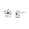 Thumbnail Image 0 of Child's Green and White Enamel Flower Stud Earrings in Sterling Silver