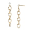 Thumbnail Image 1 of Cubic Zirconia Solitaire Oval Chain Link Linear Drop Earrings in 10K Gold