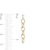 Thumbnail Image 2 of Cubic Zirconia Solitaire Oval Chain Link Linear Drop Earrings in 10K Gold