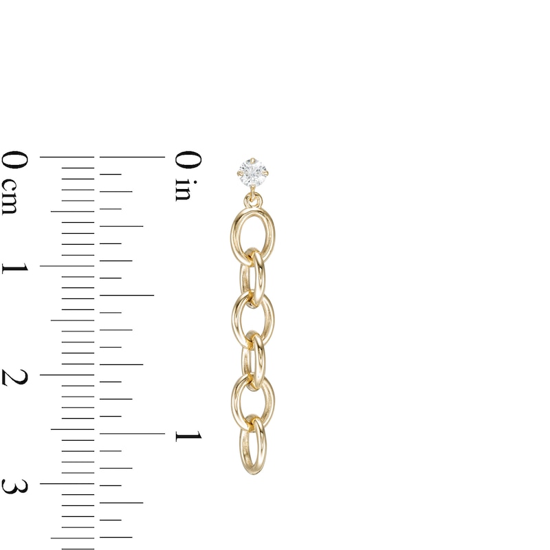 Main Image 2 of Cubic Zirconia Solitaire Oval Chain Link Linear Drop Earrings in 10K Gold