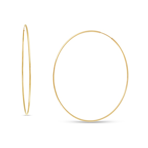 Continuous 70mm Hollow Hoop Earrings in 10K Gold