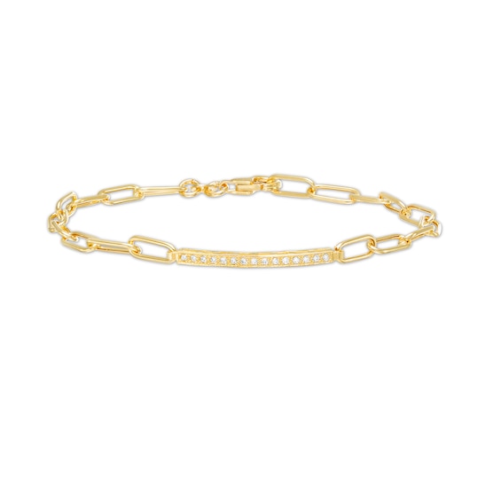 Made in Italy Cubic Zirconia Bar Chain Bracelet in 10K Gold - 7.5"
