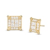 Thumbnail Image 0 of Princess-Cut Quad Cubic Zirconia Square Frame Stud Earrings in 10K Gold