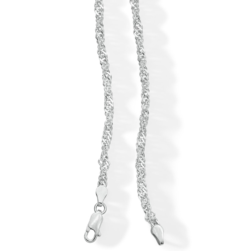 Main Image 3 of Made in Italy 060 Gauge Solid Singapore Chain Necklace in Sterling Silver - 18&quot;