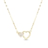 Thumbnail Image 1 of Child's 10K Solid Gold CZ Double Heart Pendant - 13&quot; + 2&quot;