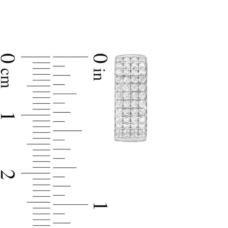 Cubic Zirconia Multi-Row Hoop Earrings in Sterling Silver