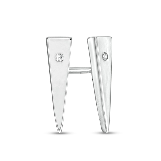 Cubic Zirconia Solitaire Elongated Triangle Stud Earrings in Sterling Silver