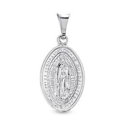 Made in Italy Oval Our Lady of Guadalupe Necklace Charm in Hollow Sterling Silver