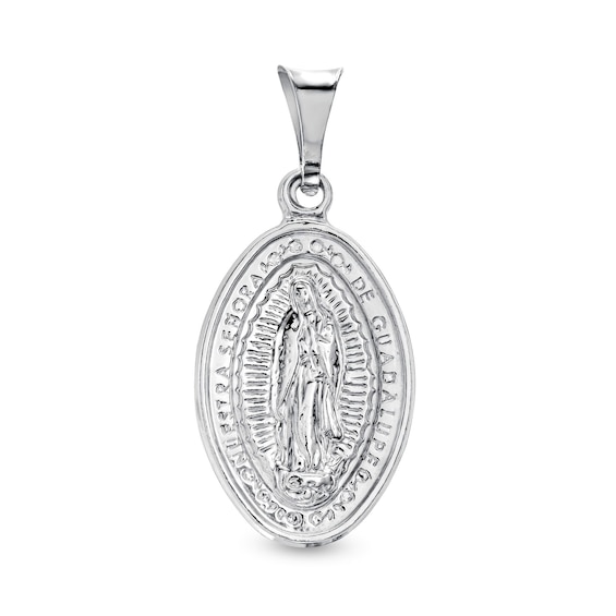 Made in Italy Oval Our Lady of Guadalupe Necklace Charm in Hollow Sterling Silver