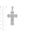 Thumbnail Image 2 of Cubic Zirconia Rope-Textured Wrapped Ends Crucifix Necklace Charm in Solid Sterling Silver