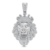 Thumbnail Image 1 of Cubic Zirconia Crowned Lion Head Necklace Charm in Solid Sterling Silver