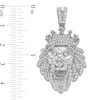 Thumbnail Image 2 of Cubic Zirconia Crowned Lion Head Necklace Charm in Solid Sterling Silver