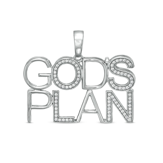 Cubic Zirconia "GOD'S PLAN" Necklace Charm in Sterling Silver