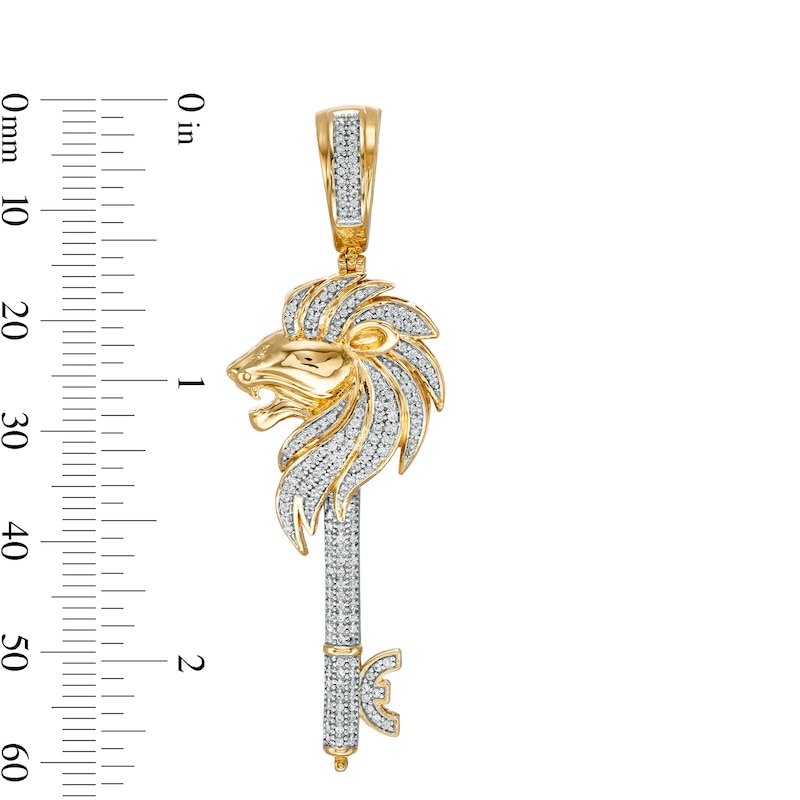 Main Image 5 of 1/2 CT. T.W. Diamond Lion Key Necklace Charm in 10K Gold