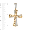 Thumbnail Image 1 of 1/3 CT. T.W. Diamond Diagonal Chain Split Cross Necklace Charm in Sterling Silver with 14K Gold Plate
