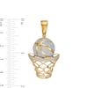 Thumbnail Image 2 of 1/2 CT. T.W. Diamond Basketball with Hoop Necklace Charm in Sterling Silver with 14K Gold Plate