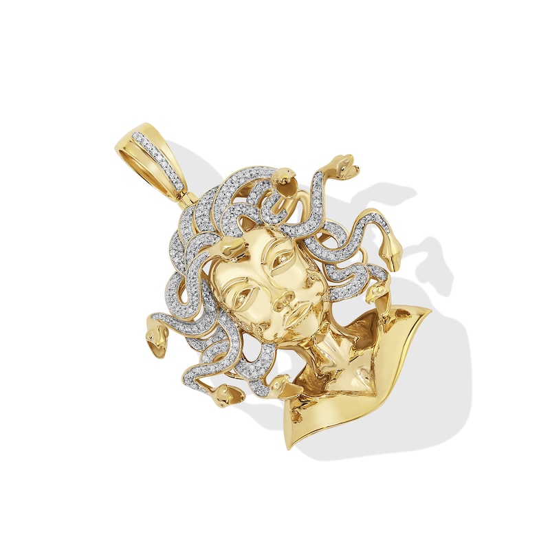 Main Image 3 of 1/2 CT. T.W. Diamond Medusa Necklace Charm in Sterling Silver with 14K Gold Plate