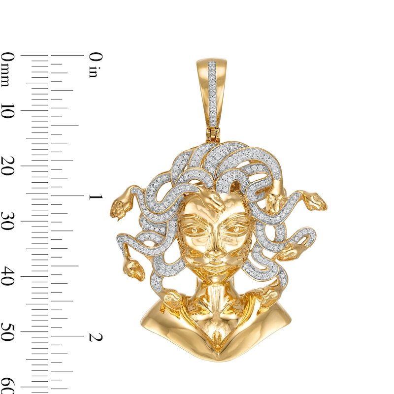 Main Image 4 of 1/2 CT. T.W. Diamond Medusa Necklace Charm in Sterling Silver with 14K Gold Plate